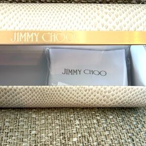 Jimmy Choi NWOT IVORY FAUX SNAKESKIN EYEGLASS/ SUNGLASSES CASE WITH LENS CLOTH